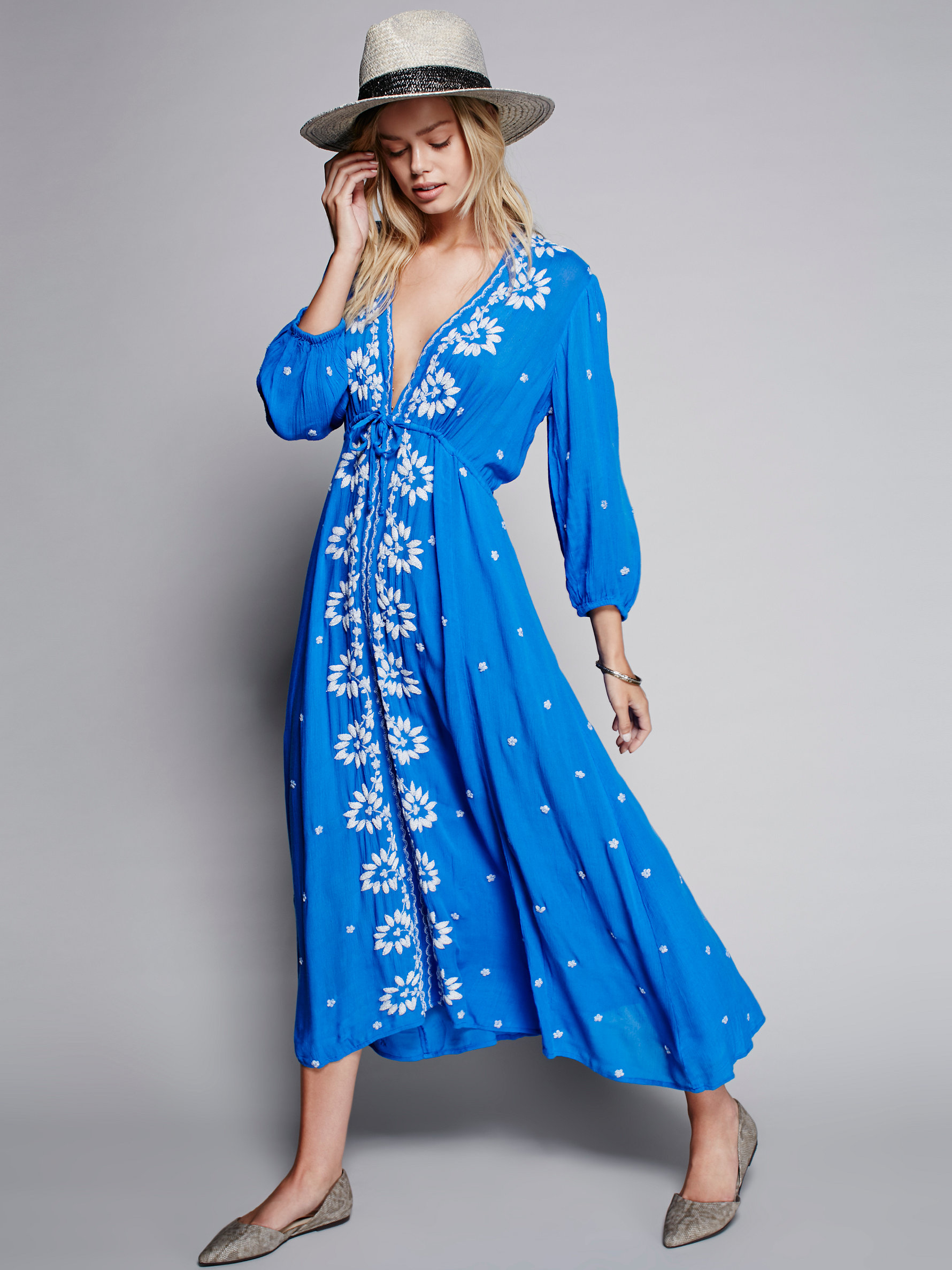 Free People Embroidered Fable Dress in Blue Lyst UK